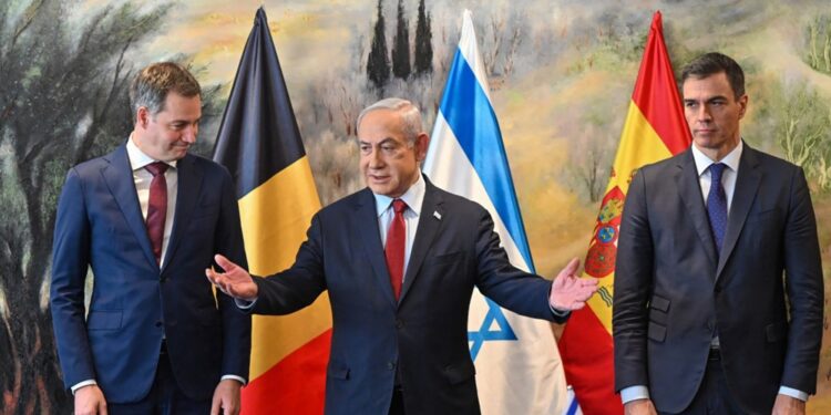 Prime ministers of Spain and Belgium meet Israeli Prime Minister Netanyahu in Jerusalem